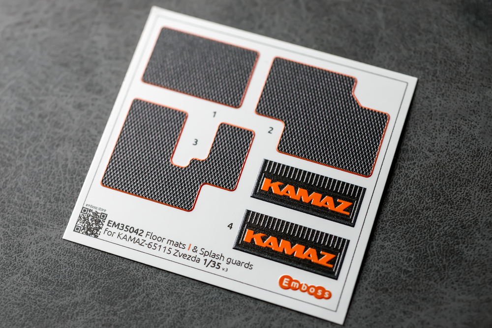 KAMAZ 65115 Floor mats EVA and splash guards for Zvezda 3650 1/35 (3D decal)
