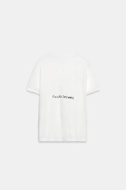 ZARA ФУТБОЛКА ФЛАМЕ С НАДПИСЬЮ, БЕЛЫЙ