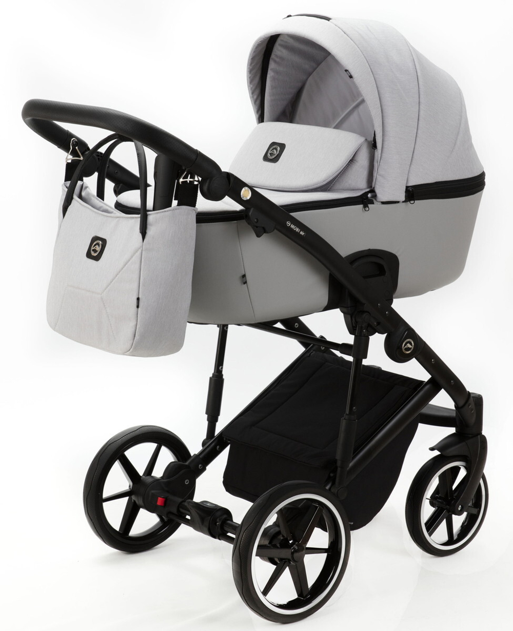 Детская коляска Adamex Mobi 3 в 1 M-PS104 (СВ.СЕРЫЙ+СВ.СЕР.КОЖА)
