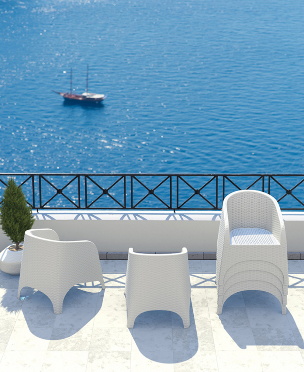 Кресло пластиковое плетеное с подушкой Siesta Contract Aruba, белый