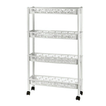 Этажерка Keeplex Light на колесиках четырехсекционная прямоугольная длинная 58х18х93,5 белое облако