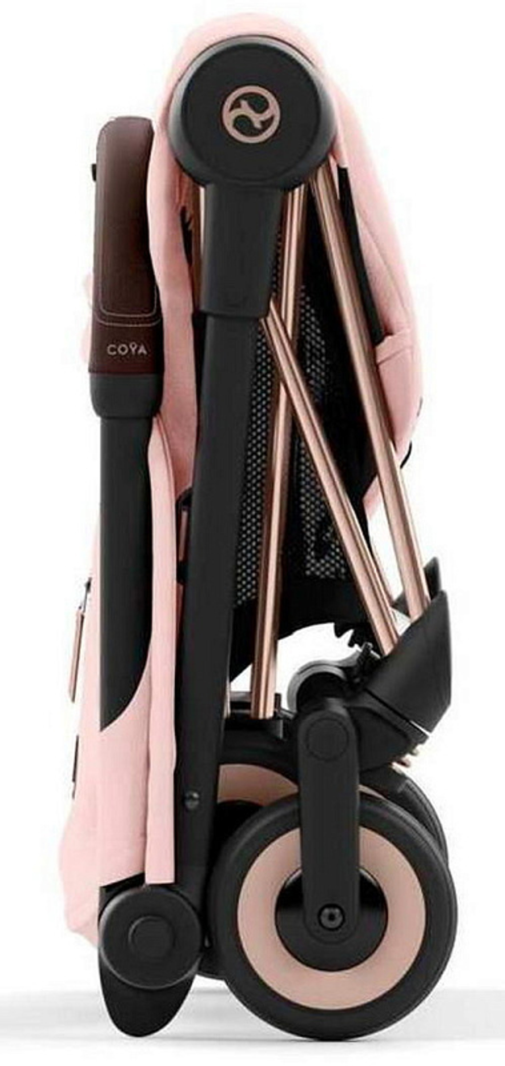 Коляска Cybex Coya Rosegold Frame Cloud G i-Size Fog Grey 2 в 1 Peach Pink с дождевиком и бампером