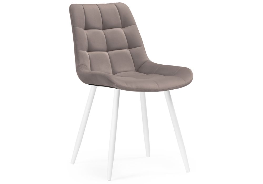 Стул на металлокаркасе Челси К велюр латте / белый