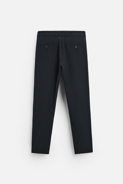 ZARA БРЮКИ КОМФОРТНОЙ ПОСАДКИ ИЗ РЕЛЬЕФНОЙ ТКАНИ, МОРСКОЙ СИНИЙ