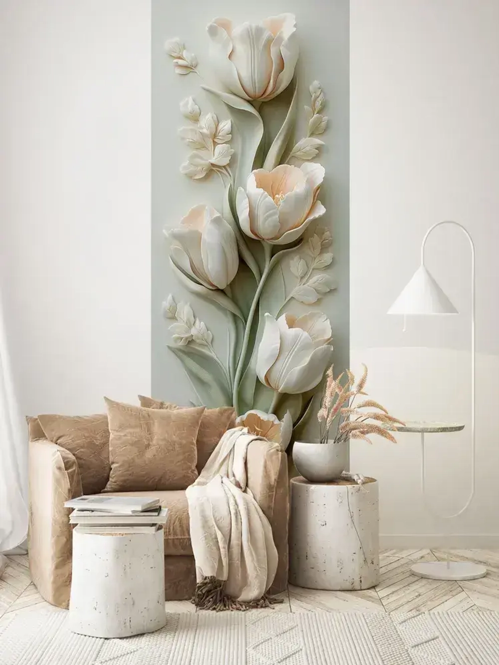 Фотообои флизелиновые PosterMarket "Тюльпаны 3Д" 100х270 см