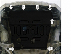 Усиленная защита Motodor картера двигателя, кпп. 2 мм, сталь. для Hyundai i40 2011-2018 арт.70902