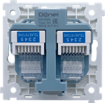 Механизм телефонной розетки RJ11 + RJ11 (двойная) cat.3/ClassE-4/4,  серия DA