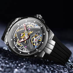 STARKING Limited Collaboration Spece X Trendy Automatic Mechanical Movement Silicone Strap Watch Men"s Watches