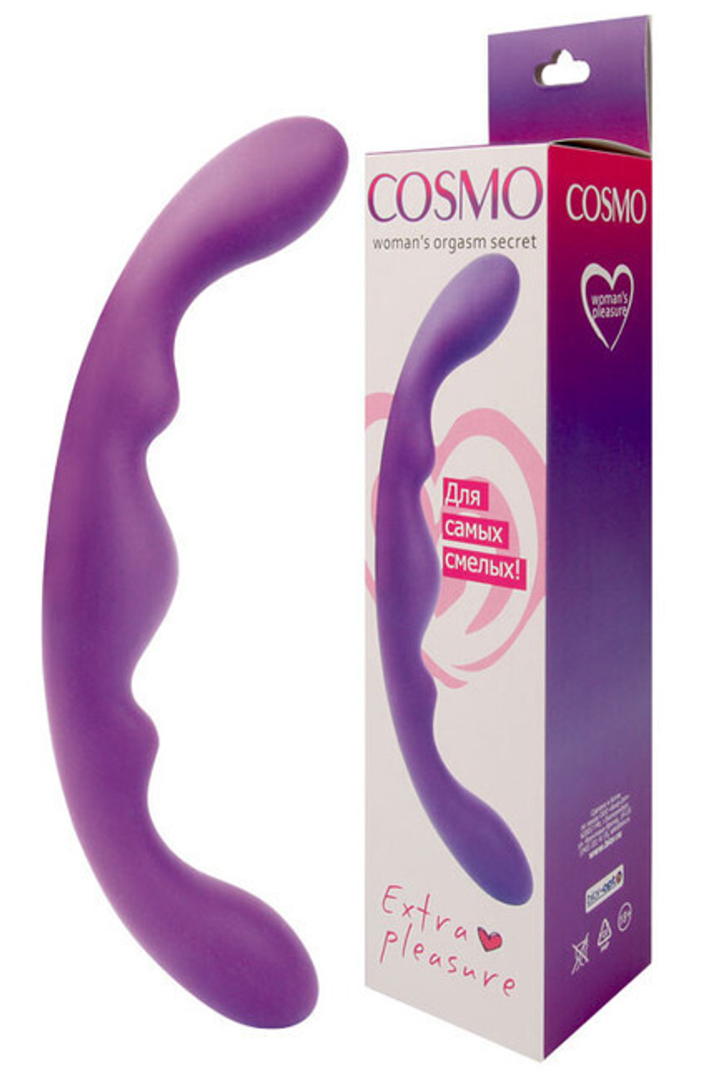 Двусторонний силиконовый стимулятор Cosmo, (23,5 см) (Цвет: фиолетовый)