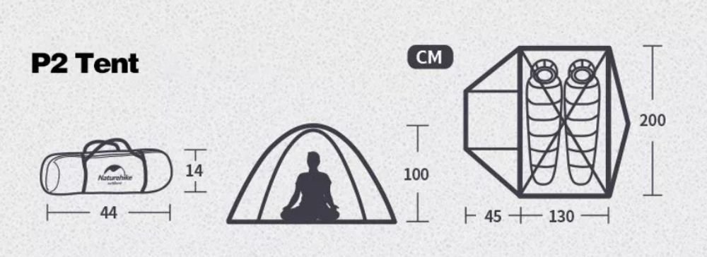 Палатка Naturehike P-Series 2-местная, алюминиевый каркас, зеленая