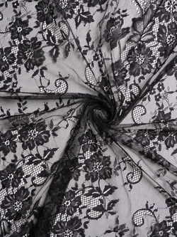 Кружево шантильи для белья черное широкое неэластичное ширина 70 см купон 2,9 м