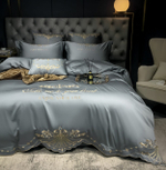 Постельное белье Сатин Гладкокрашеный Вышивка Делюкс на резинке DHCR004