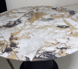 Стол TERAMO 135 GLOSS GRAND JADE SOLID CERAMIC, керамика, поворотн.механизм / Черный каркас, ®DISAUR