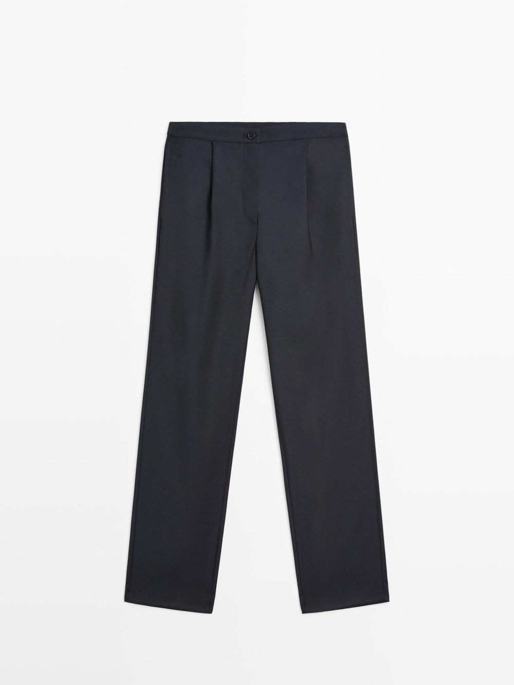 Massimo Dutti Брюки с эластичным поясом и защипами, темно-синий