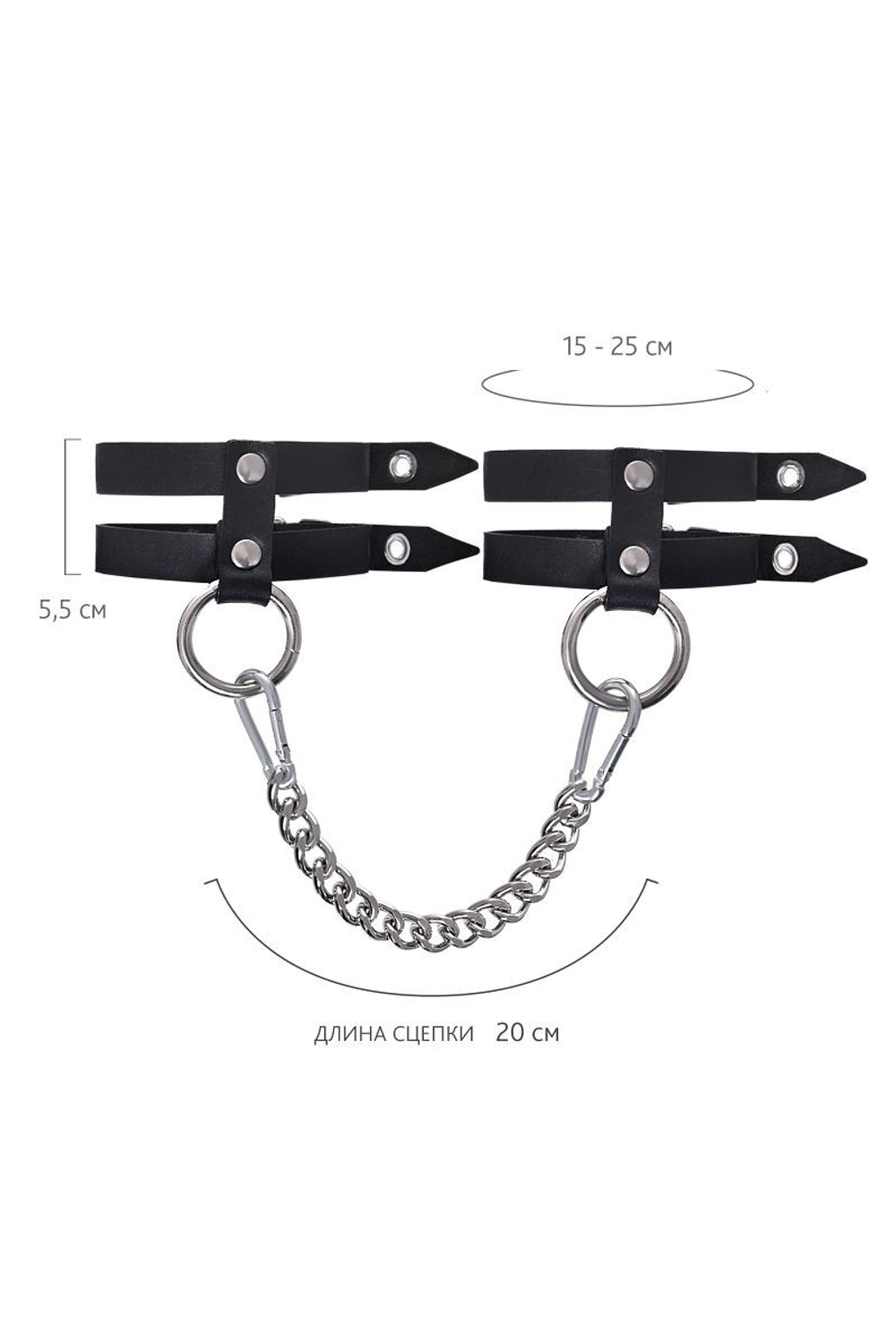 Черные однослойные оковы из двух ремешков (Цвет: черный)