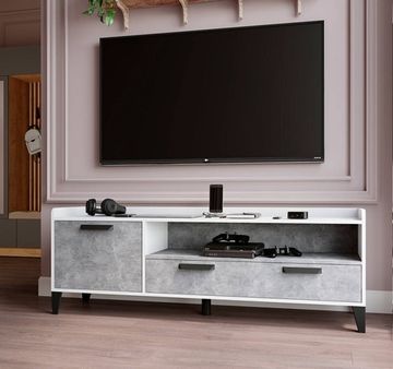 Тумба-ТВ ПАРУС-8 белый / ателье светлое