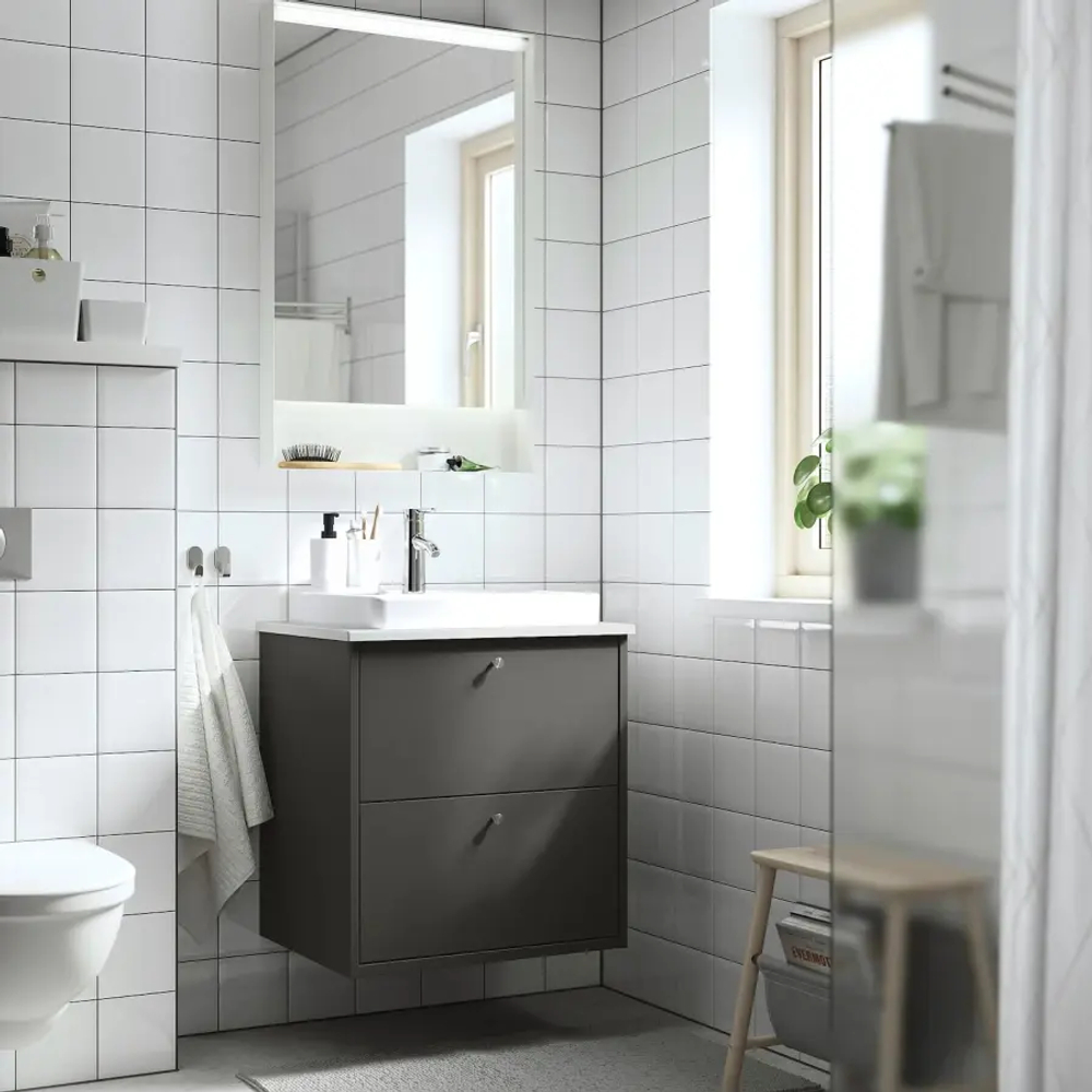 Тумба для ванной  - HAVBÄCK / ORRSJÖN/  HAVBАCK / ORRSJОN IKEA/ХАВБЕК / ОРРДЖЕН ИКЕА, 71х62 см, белый/черный