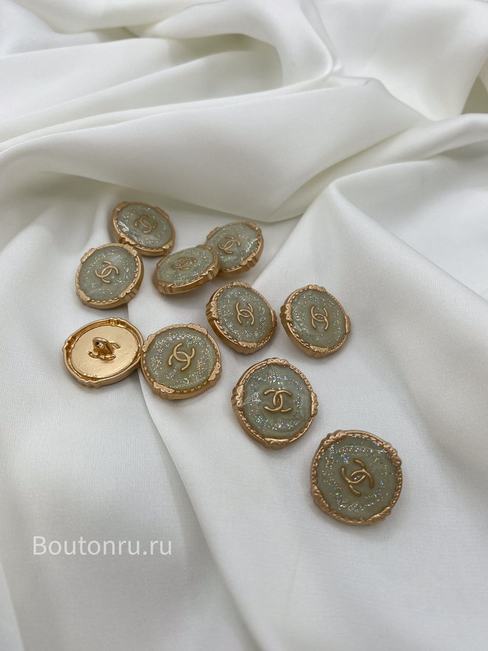 Пуговицы Шан. перламутровая эмаль с блестками