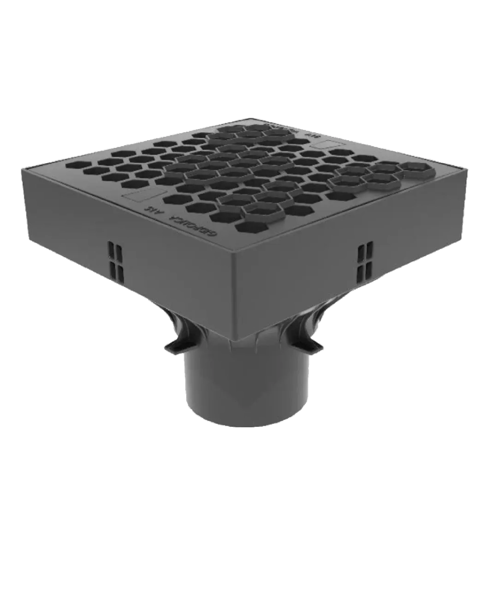 Ливнеприемник Gidrolica ЛП-25.25.20 — комплект: корпус, корзина с ручкой, решетка с крепежом пластиковая соты, класс A15