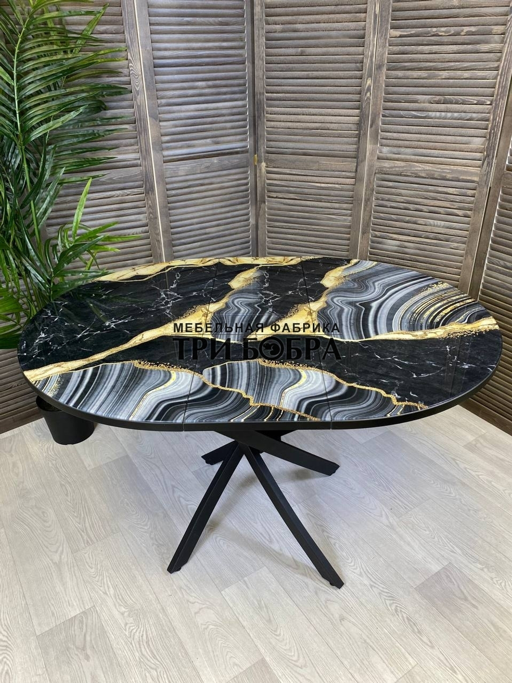 Стол круглый стеклянный "Чёрный Агат"