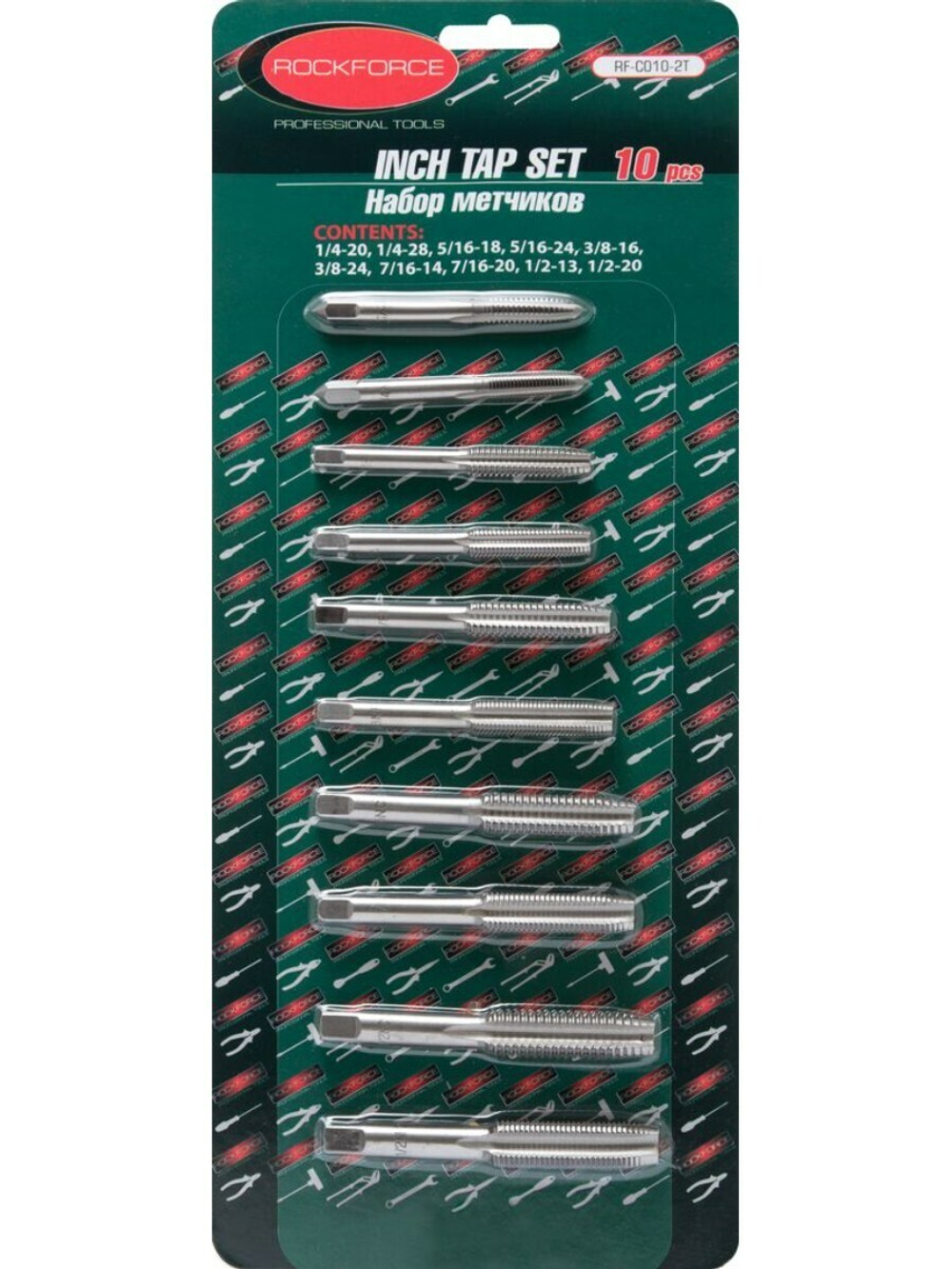 Набор метчиков, 10пр. (дюйм.) RockForce##Rock FORCE RF-C010-2T