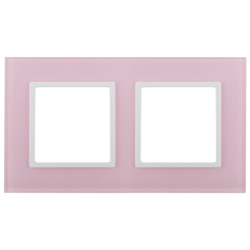 14-5102-30 ЭРА Рамка на 2 поста, стекло, Эра Elegance, розовый+бел | Elegance Розовый + Белый