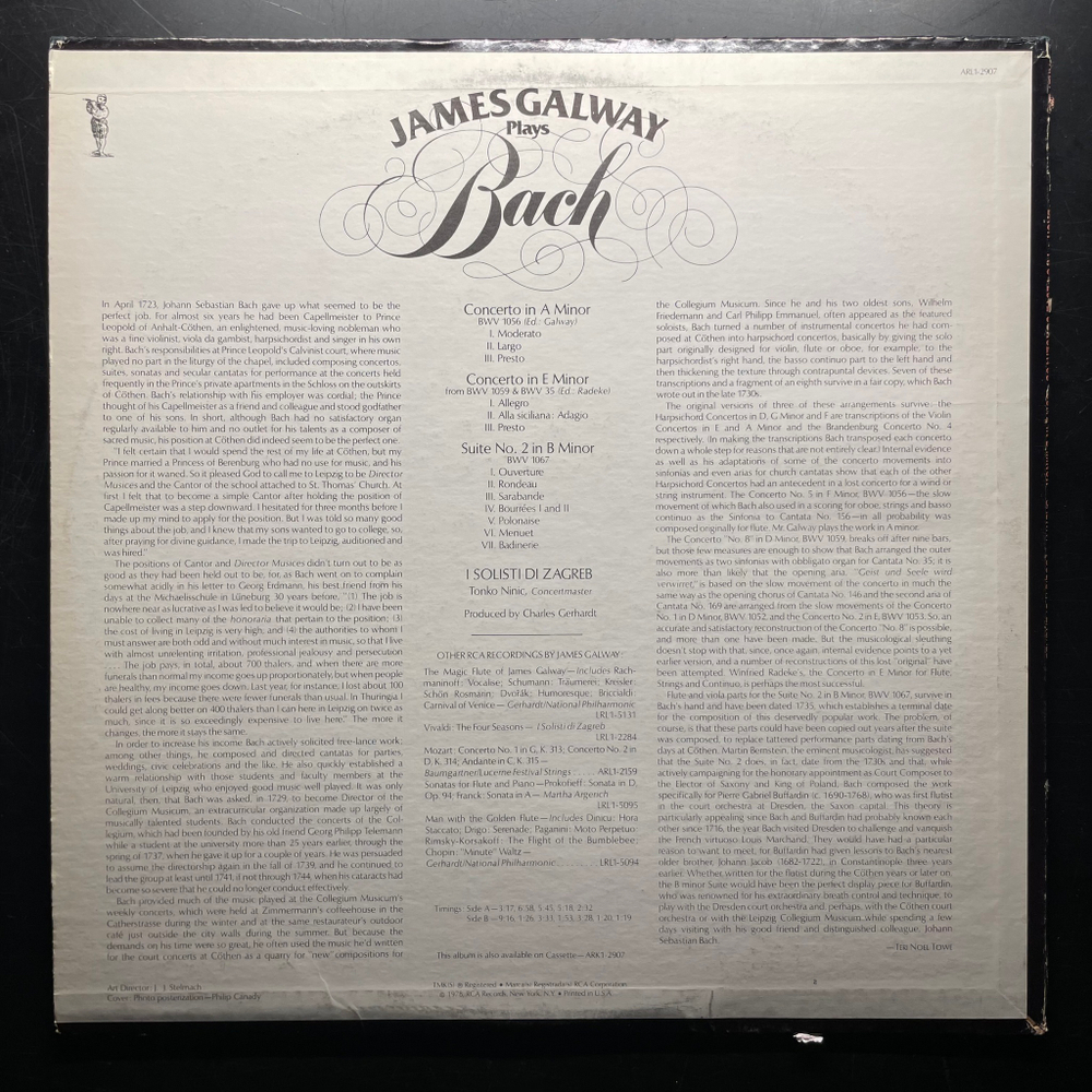 James Galway ‎– James Galway Plays Bach (США 1978г.)