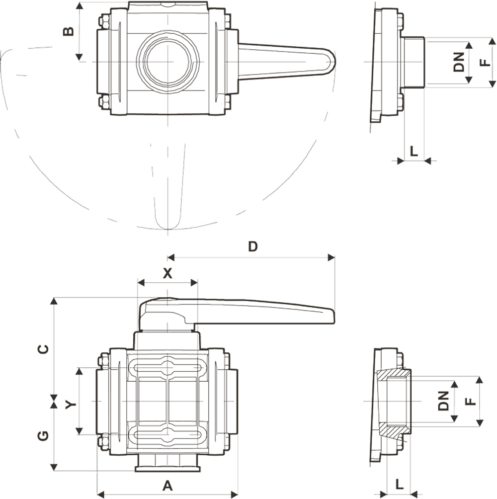 Кран шаровый трехходовой 3’ STERH - арт.552024