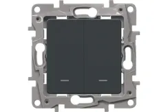 Выключатель Legrand Etika 2-клавишный с индикатором проходной антрацит 30183