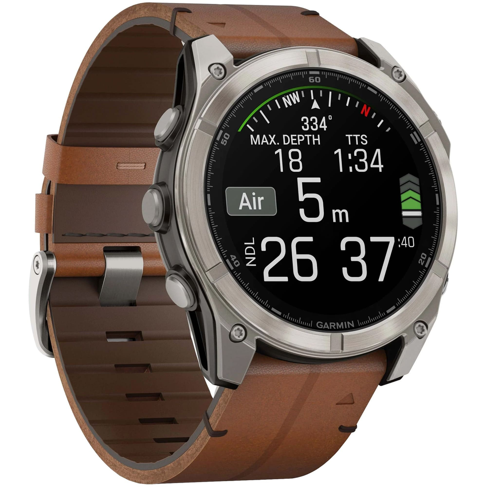 Garmin Fenix 8 51mm Amoled Sapphire Carbon Grey + Кожаный браслет