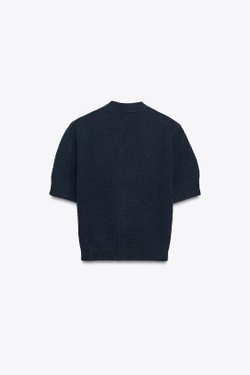 ZARA ВЯЗАНЫЙ КАРДИГАН С ПУГОВИЦАМИ В ВИДЕ ЗВЕЗД, МОРСКОЙ СИНИЙ