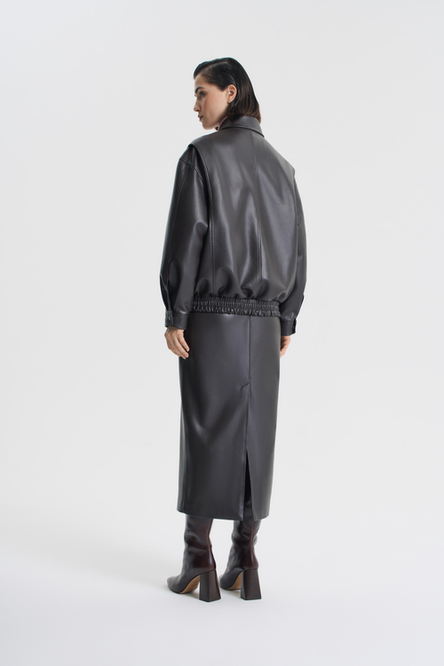 Бомбер оверсайз из экокожи