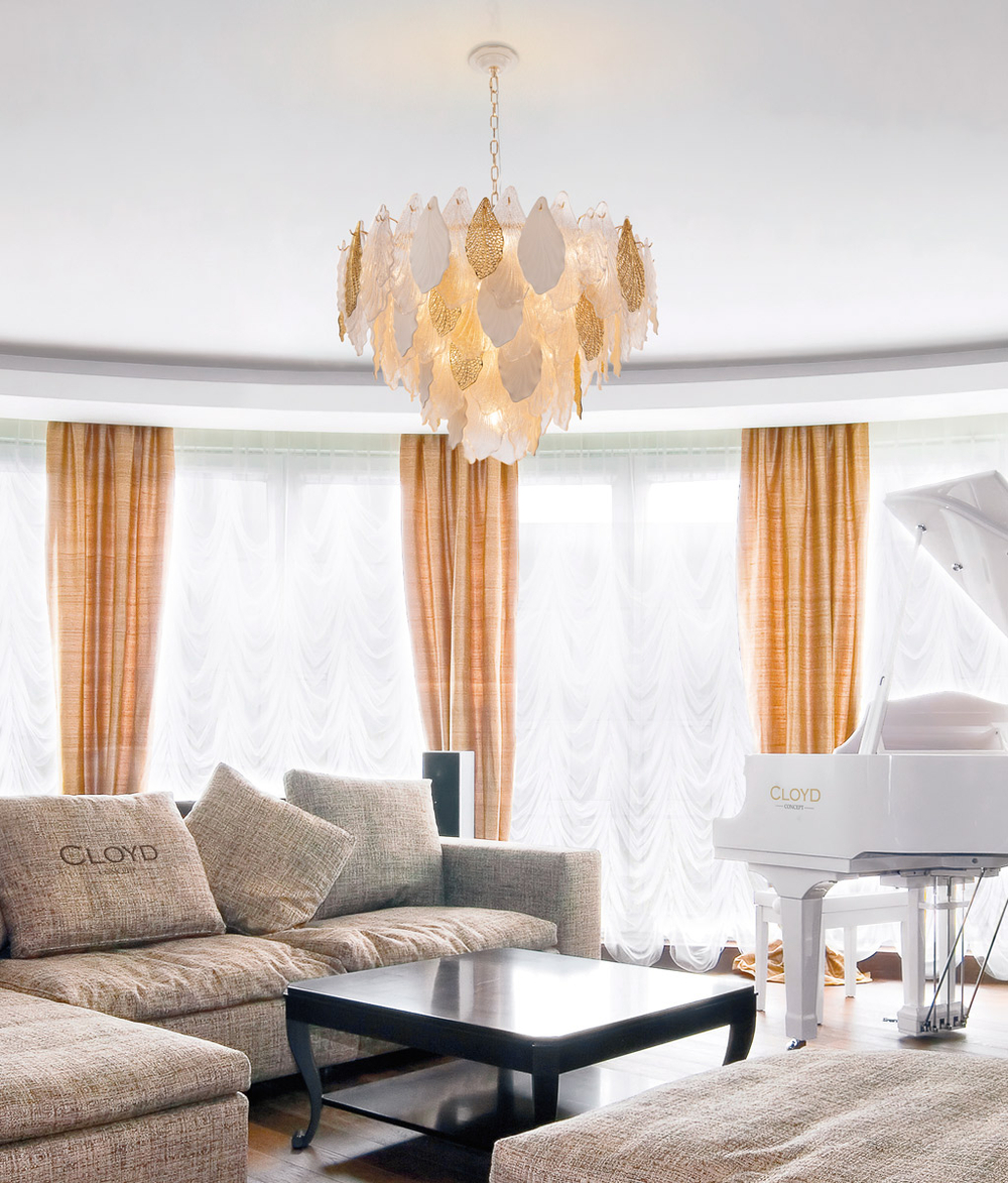 Люстра Cloyd SENEGAL-A C21 / Ø80 см - с золотыми листьями - золото (арт.10367)