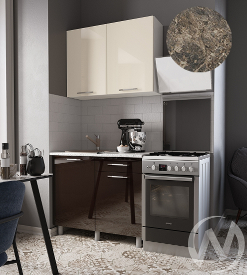 Кухня Нора 1.0м (корпус белый/ваниль; горький шоколад) 38мм королевский опал