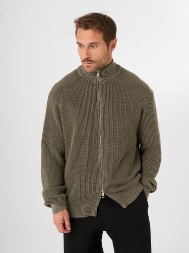 Хлопковый джемпер на молнии QWE в цвете хаки