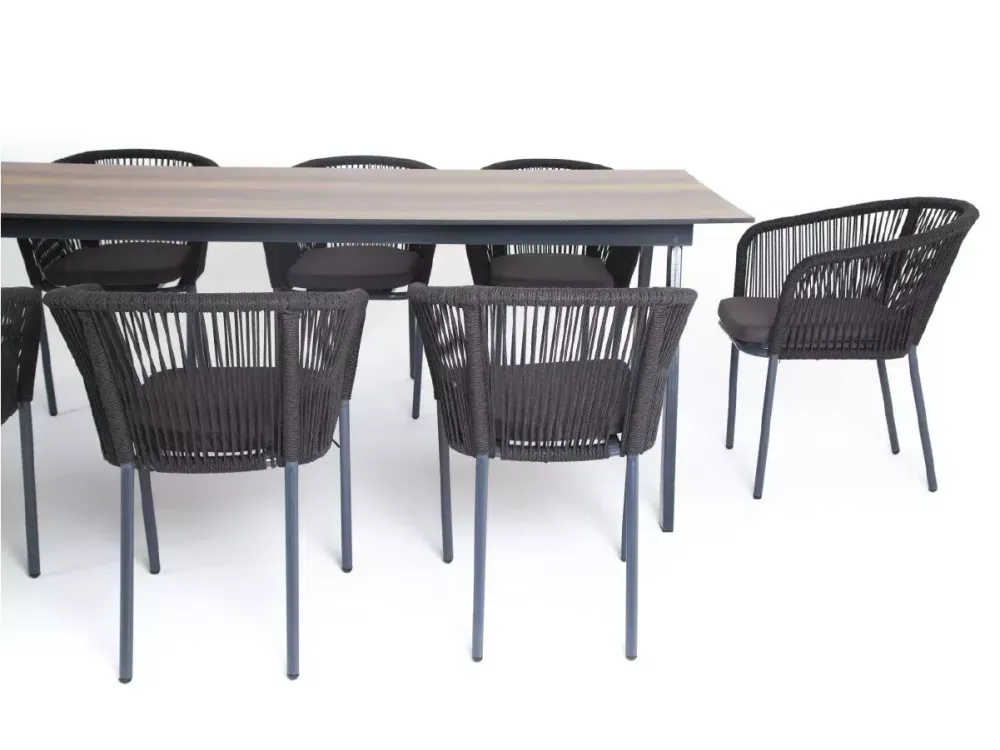 "Куба" обеденная группа на 10 персон, стол HPL "дуб", круглый роуп