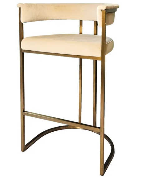 Барный стул Cuddle, бежевый велюр, латунь
