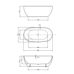 Ванна акриловая Vincea VBT-408-1600 1600*815*580, цвет белый, щелевой перелив, слив хром