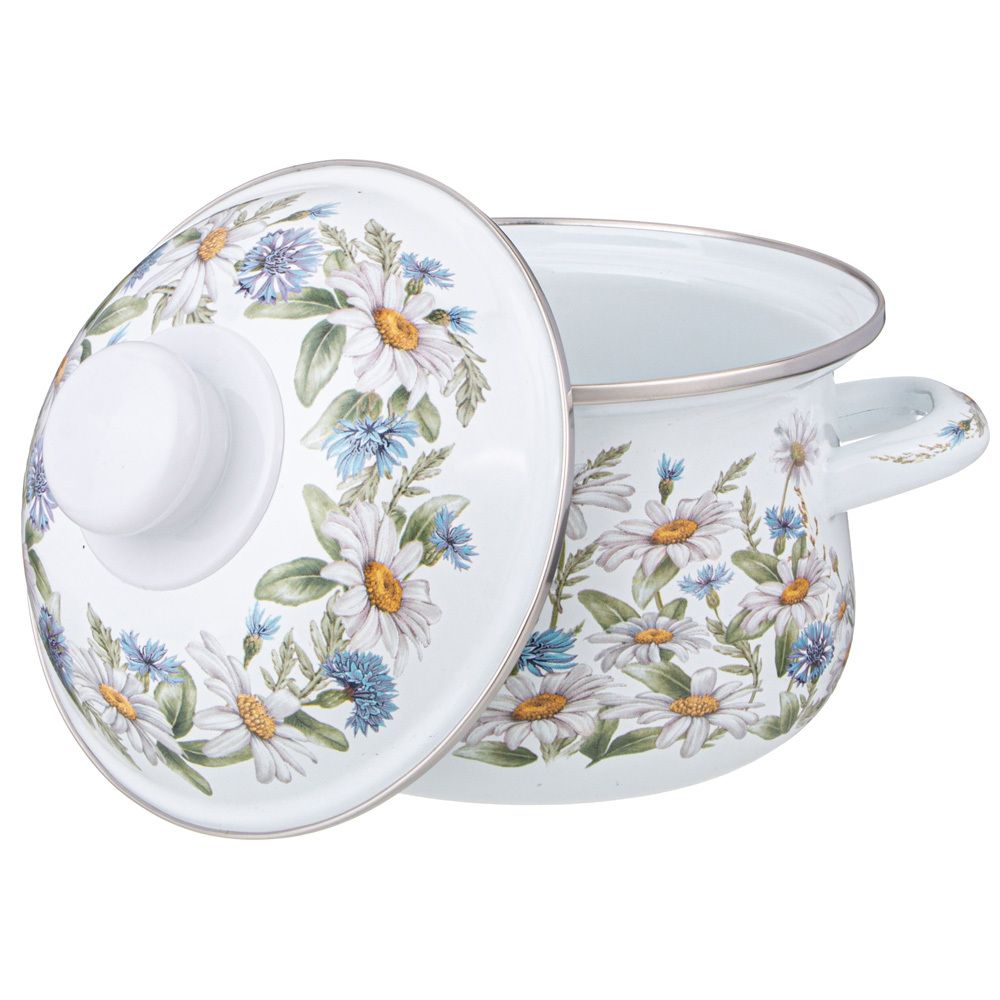 КАСТРЮЛЯ AGNESS ЭМАЛИРОВАННАЯ С ЭМАЛ.КРЫШКОЙ СЕРИЯ "SENTIMENT", 1.5 Л, 16*10 СМ