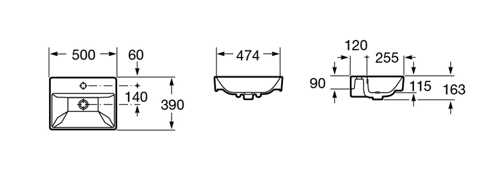Раковина Roca Oleta 50х39 1 отверстие, 500х390 3274C300Y