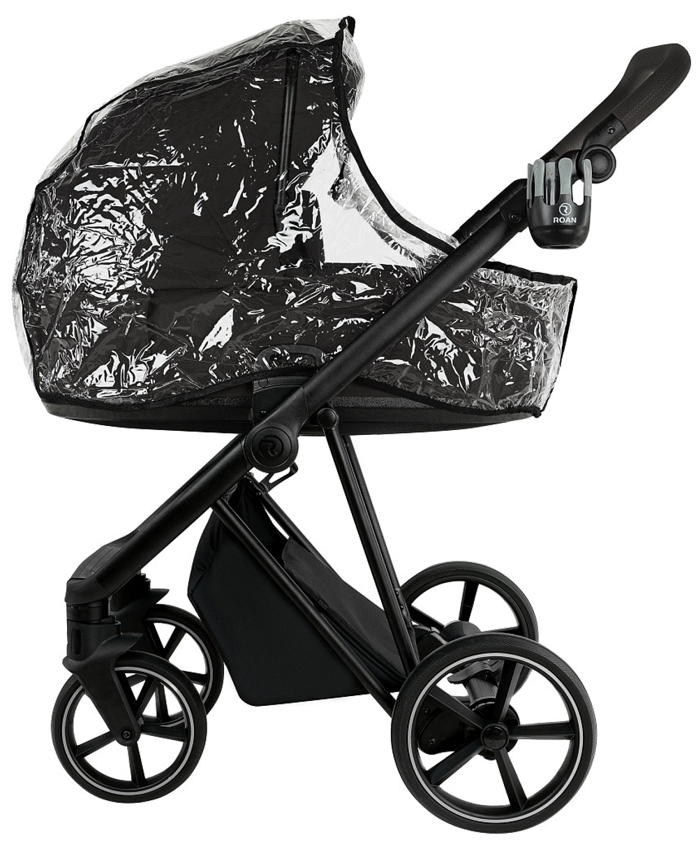 Детская коляска Roan Sol 2.0 3 в 1 с автокреслом Pituso Baesa Pro Black SLL/30/T Caviar Black/Black/руч.Black