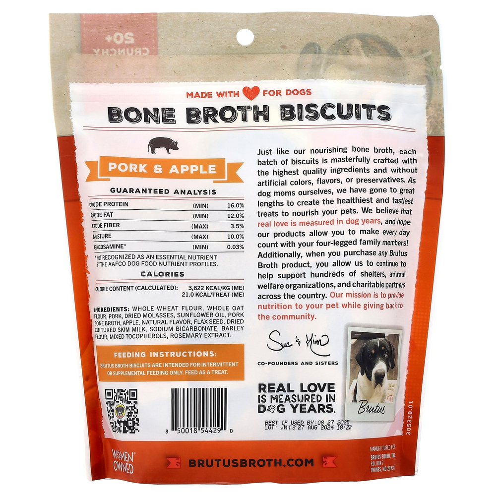 Brutus Bone Broth, печенье, для собак, со вкусом свинины и яблока, 226 г (8 унций)