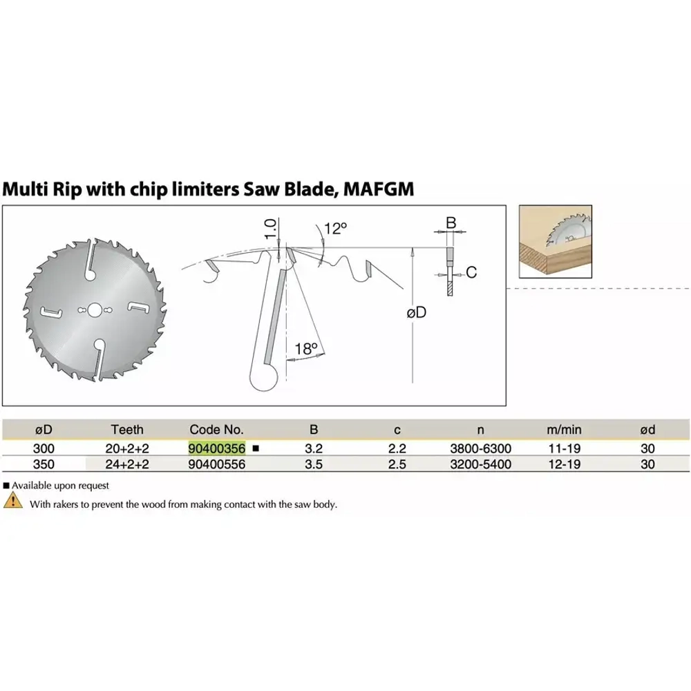 Пила продольно чистовая D300x30x3,2 Z20+2+2 DIMAR 90400356