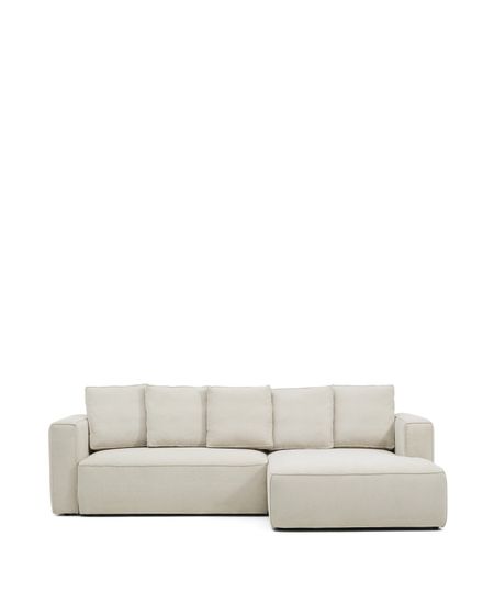 3-местный диван-кровать Marela бежевый шенилл с кушеткой справа 276 см