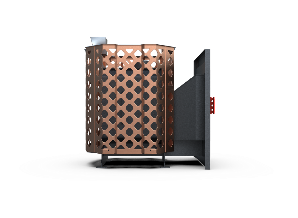 Банная печь Душа- 15 Сетка Ремейк Закрытая Каменка панорама 8мм