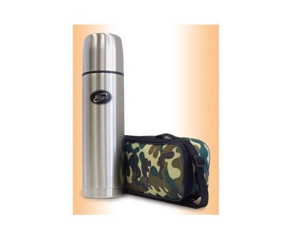 Термос Biostal "Охота" NBP-1000В 1л (узкое горло, 2 чашки, чехол) УТ-00001124