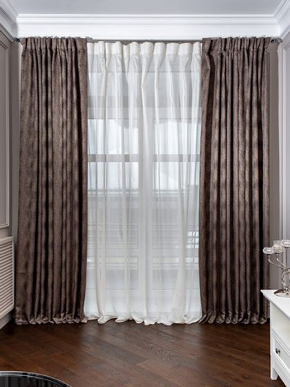 Ткань Портьера 275x260 Garda Decor Fiji коричневая Коричневый