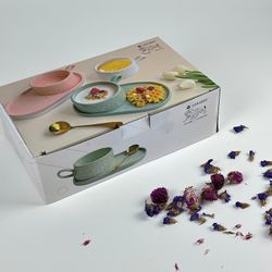 Lenardi 164-034 Бульонница 450мл с блюдом и ложкой MULTICOLOR в под.уп.(х12)Фарфор