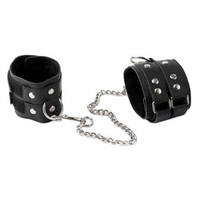 Кожаные черные оковы на липучке с двумя ремешками Sitabella BDSM Accessories 3071-1