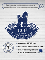 Адресная табличка с собакой пуделем, 55х45 см.